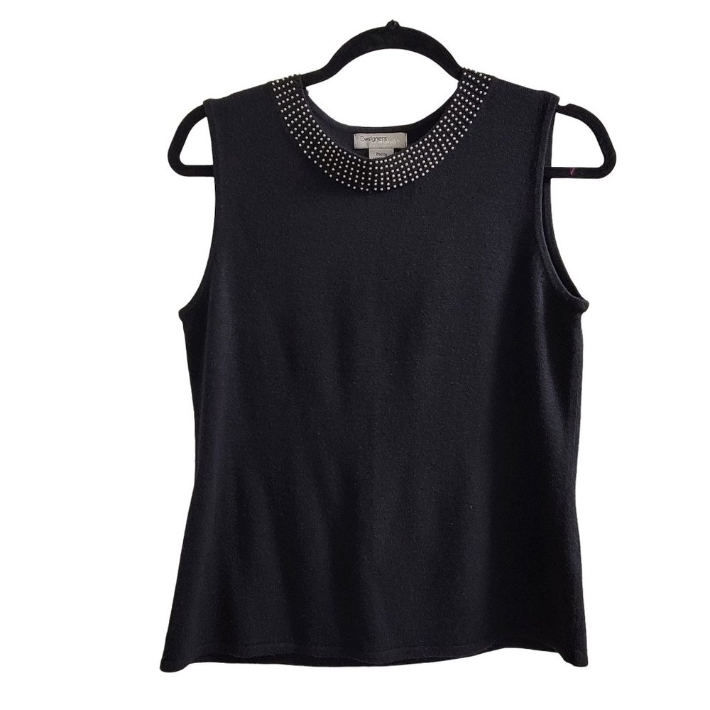 Designers Originals Petite Large Luxelon Black Sleeveless Crew Neck TanK 1053
